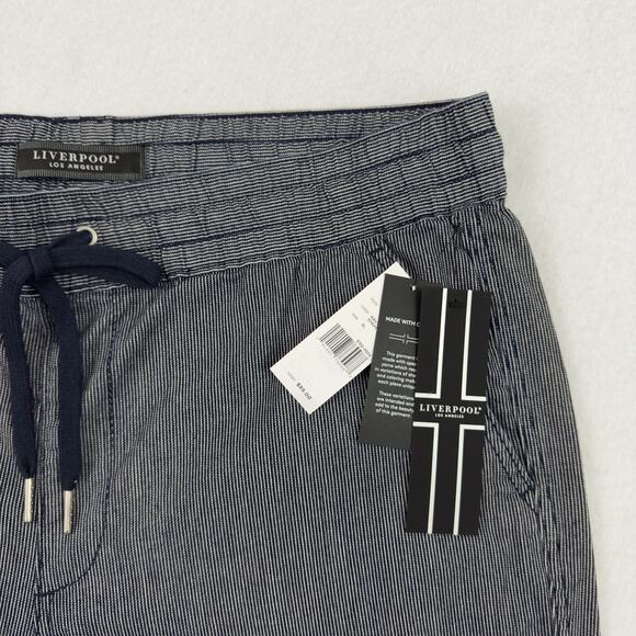 LIVERPOOL Los Angeles Mens XL The Drawstring Shorts Navy Ivory Stripe $89 - Picture 8 of 12